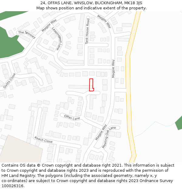 24, OFFAS LANE, WINSLOW, BUCKINGHAM, MK18 3JS: Location map and indicative extent of plot