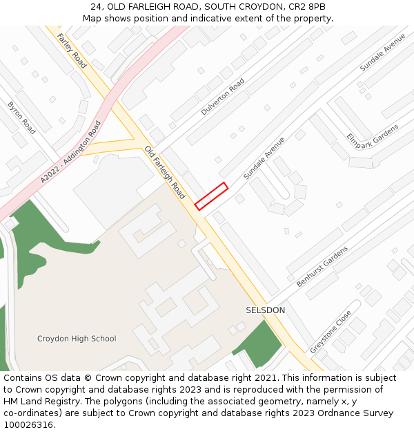 24, OLD FARLEIGH ROAD, SOUTH CROYDON, CR2 8PB: Location map and indicative extent of plot