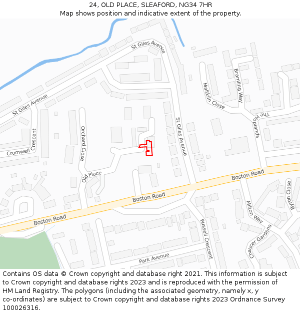 24, OLD PLACE, SLEAFORD, NG34 7HR: Location map and indicative extent of plot