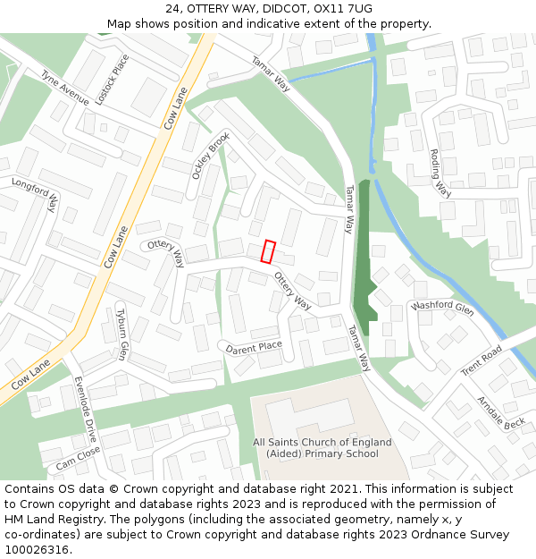 24, OTTERY WAY, DIDCOT, OX11 7UG: Location map and indicative extent of plot