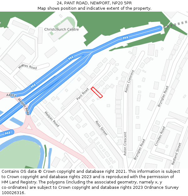 24, PANT ROAD, NEWPORT, NP20 5PR: Location map and indicative extent of plot