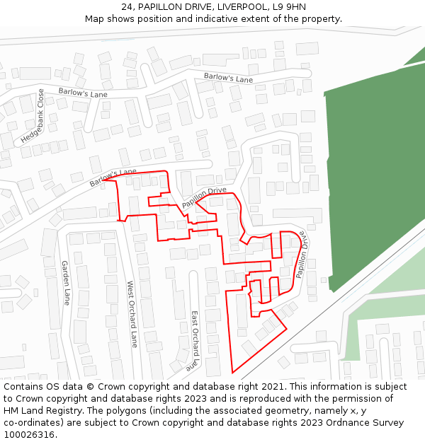 24, PAPILLON DRIVE, LIVERPOOL, L9 9HN: Location map and indicative extent of plot