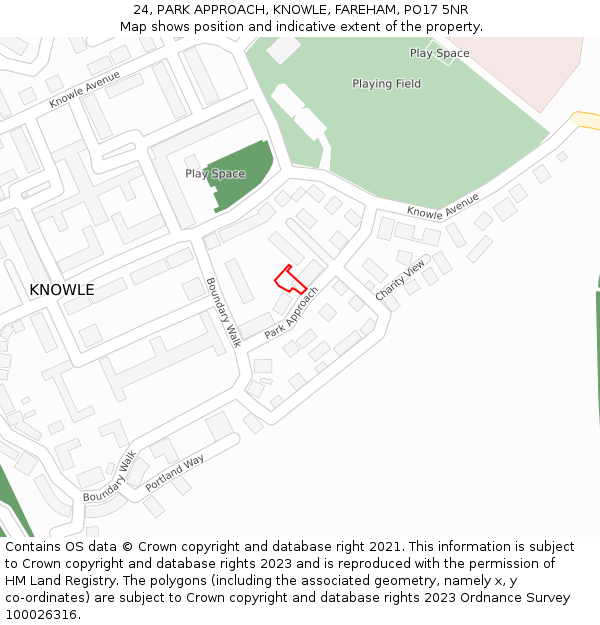 24, PARK APPROACH, KNOWLE, FAREHAM, PO17 5NR: Location map and indicative extent of plot