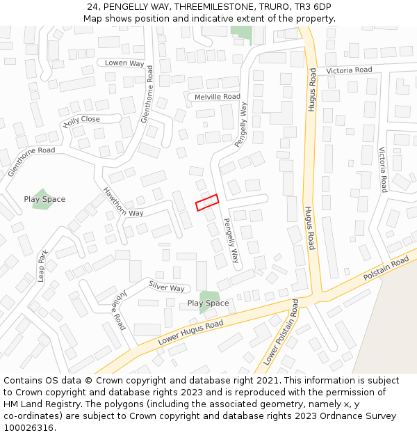 24, PENGELLY WAY, THREEMILESTONE, TRURO, TR3 6DP: Location map and indicative extent of plot