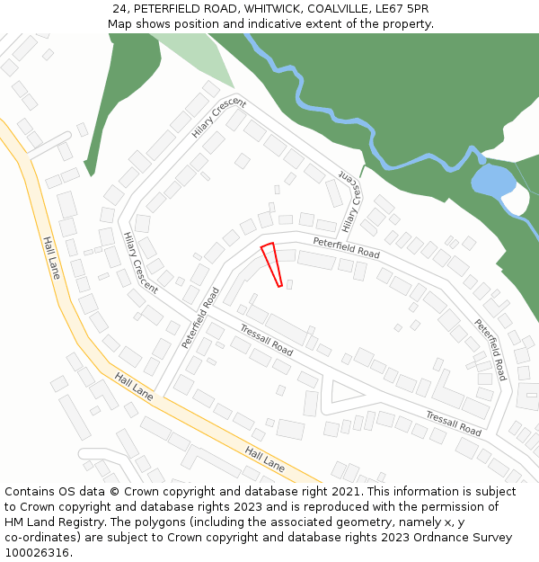24, PETERFIELD ROAD, WHITWICK, COALVILLE, LE67 5PR: Location map and indicative extent of plot
