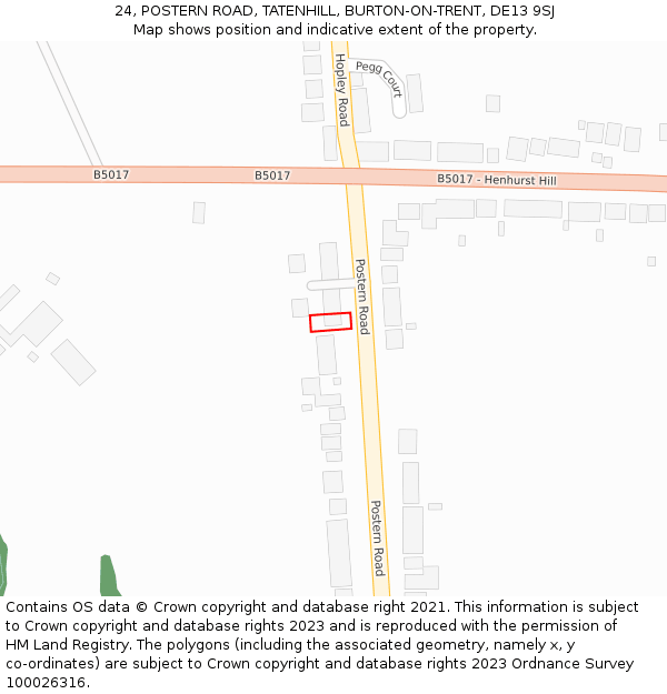 24, POSTERN ROAD, TATENHILL, BURTON-ON-TRENT, DE13 9SJ: Location map and indicative extent of plot