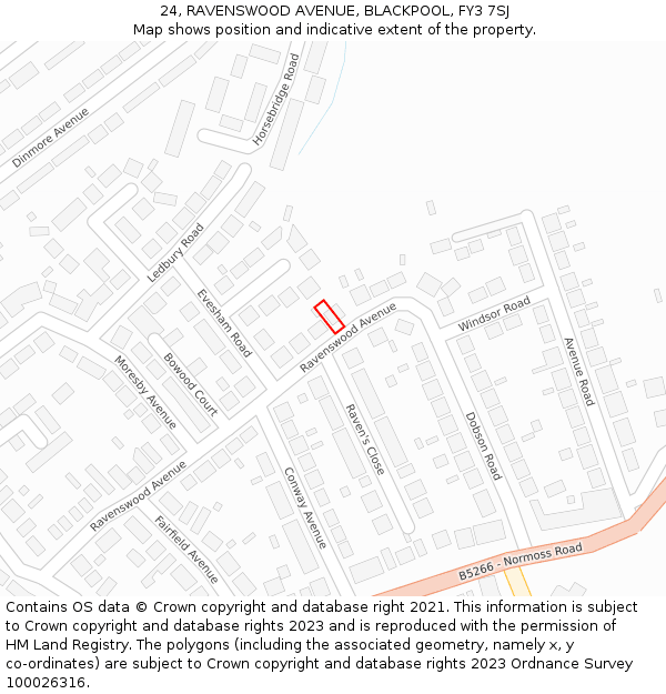 24, RAVENSWOOD AVENUE, BLACKPOOL, FY3 7SJ: Location map and indicative extent of plot