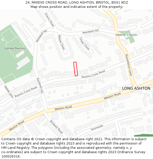 24, RAYENS CROSS ROAD, LONG ASHTON, BRISTOL, BS41 9DZ: Location map and indicative extent of plot