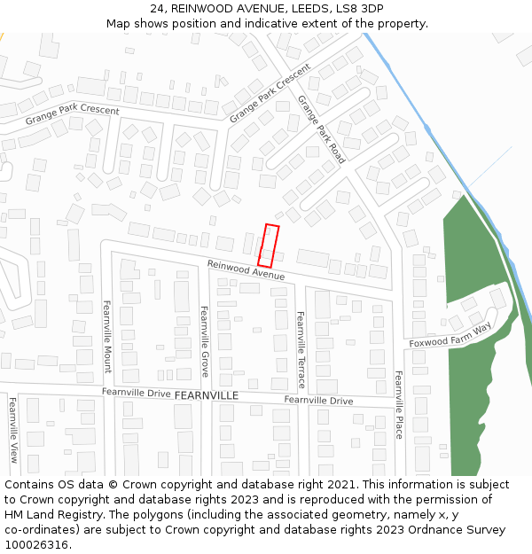 24, REINWOOD AVENUE, LEEDS, LS8 3DP: Location map and indicative extent of plot