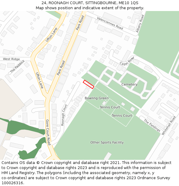 24, ROONAGH COURT, SITTINGBOURNE, ME10 1QS: Location map and indicative extent of plot