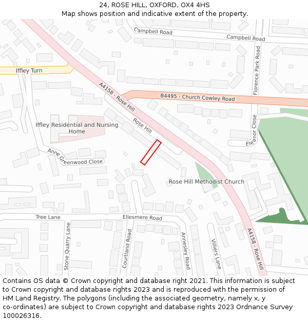 24, ROSE HILL, OXFORD, OX4 4HS: Location map and indicative extent of plot