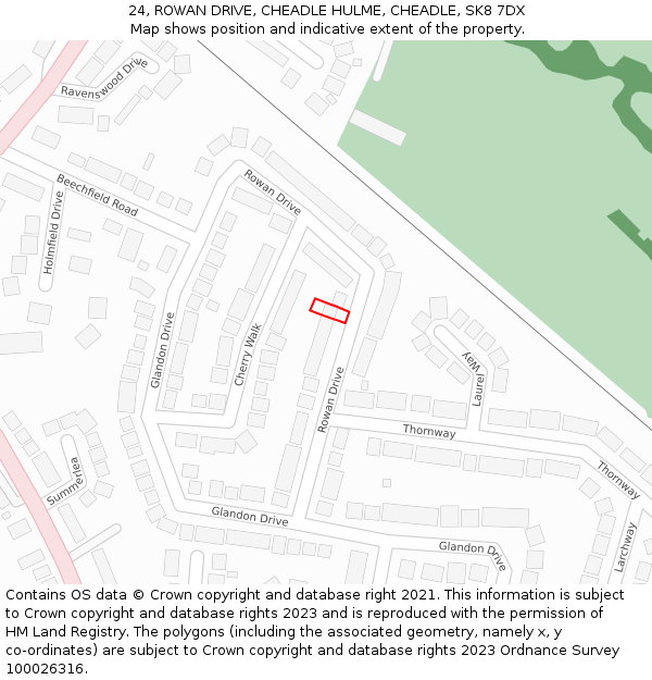 24, ROWAN DRIVE, CHEADLE HULME, CHEADLE, SK8 7DX: Location map and indicative extent of plot