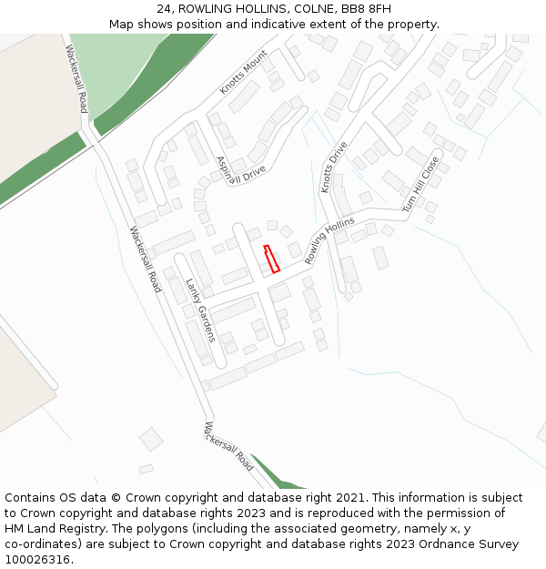 24, ROWLING HOLLINS, COLNE, BB8 8FH: Location map and indicative extent of plot