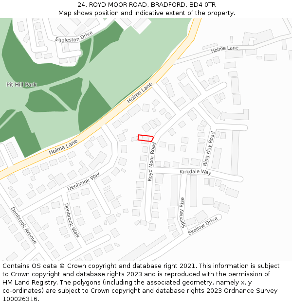 24, ROYD MOOR ROAD, BRADFORD, BD4 0TR: Location map and indicative extent of plot