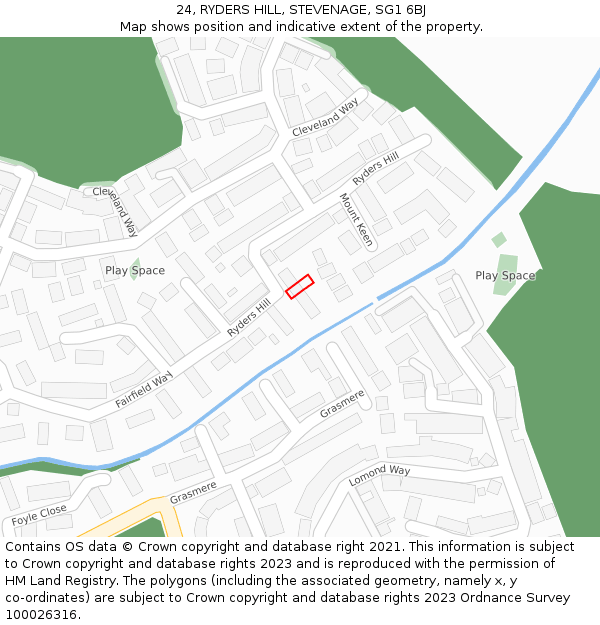 24, RYDERS HILL, STEVENAGE, SG1 6BJ: Location map and indicative extent of plot