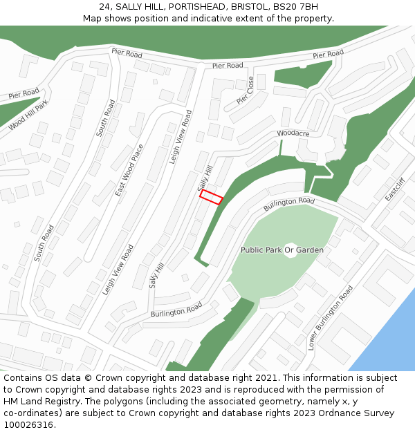 24, SALLY HILL, PORTISHEAD, BRISTOL, BS20 7BH: Location map and indicative extent of plot