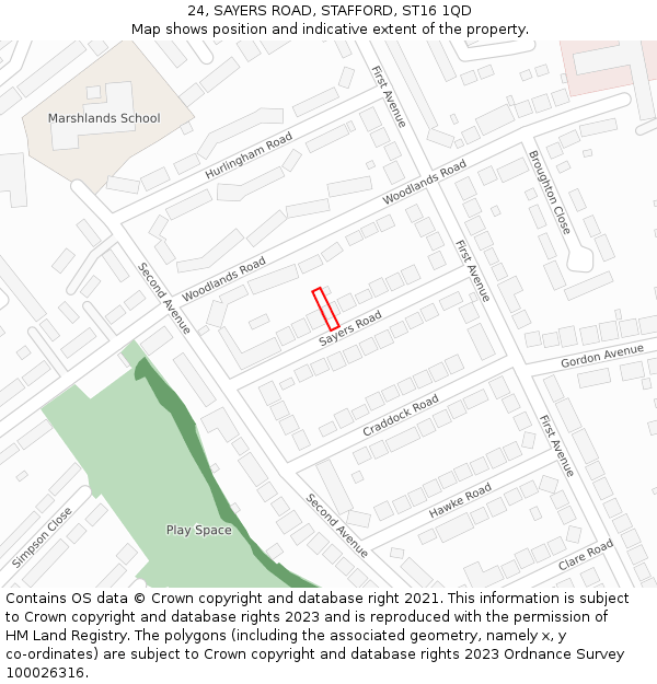 24, SAYERS ROAD, STAFFORD, ST16 1QD: Location map and indicative extent of plot