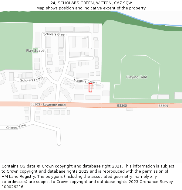 24, SCHOLARS GREEN, WIGTON, CA7 9QW: Location map and indicative extent of plot