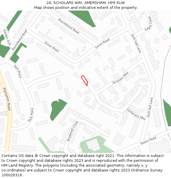 24, SCHOLARS WAY, AMERSHAM, HP6 6UW: Location map and indicative extent of plot