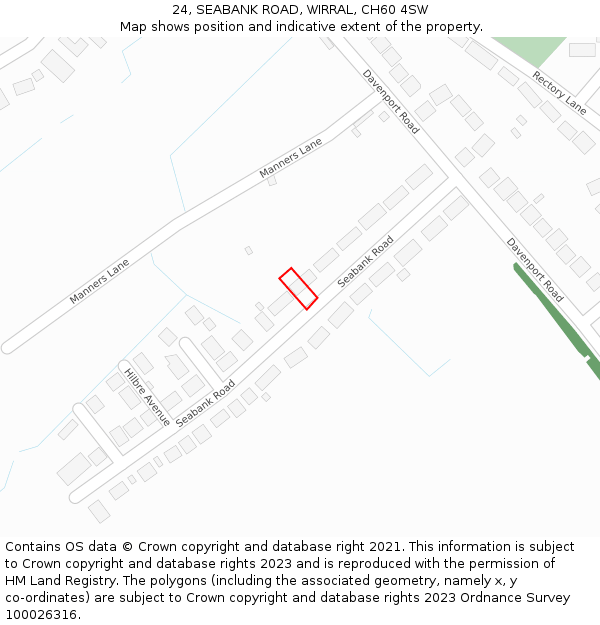 24, SEABANK ROAD, WIRRAL, CH60 4SW: Location map and indicative extent of plot