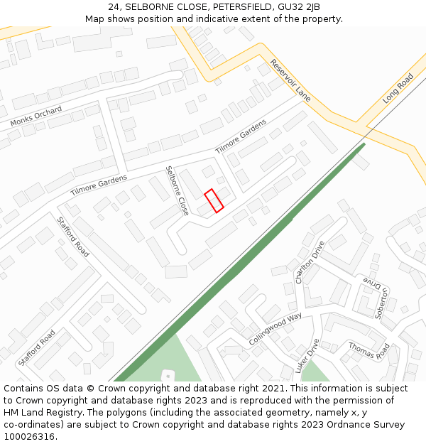 24, SELBORNE CLOSE, PETERSFIELD, GU32 2JB: Location map and indicative extent of plot