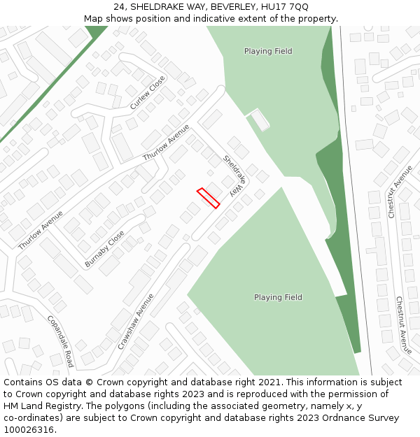 24, SHELDRAKE WAY, BEVERLEY, HU17 7QQ: Location map and indicative extent of plot