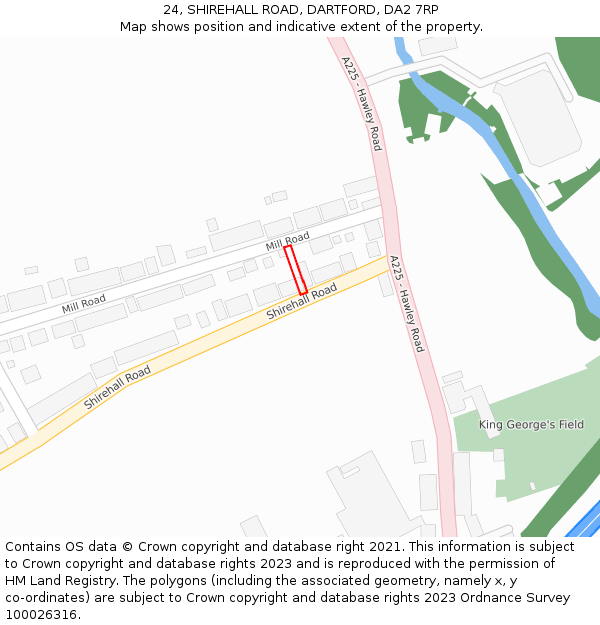 24, SHIREHALL ROAD, DARTFORD, DA2 7RP: Location map and indicative extent of plot