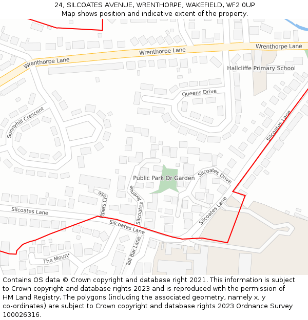 24, SILCOATES AVENUE, WRENTHORPE, WAKEFIELD, WF2 0UP: Location map and indicative extent of plot