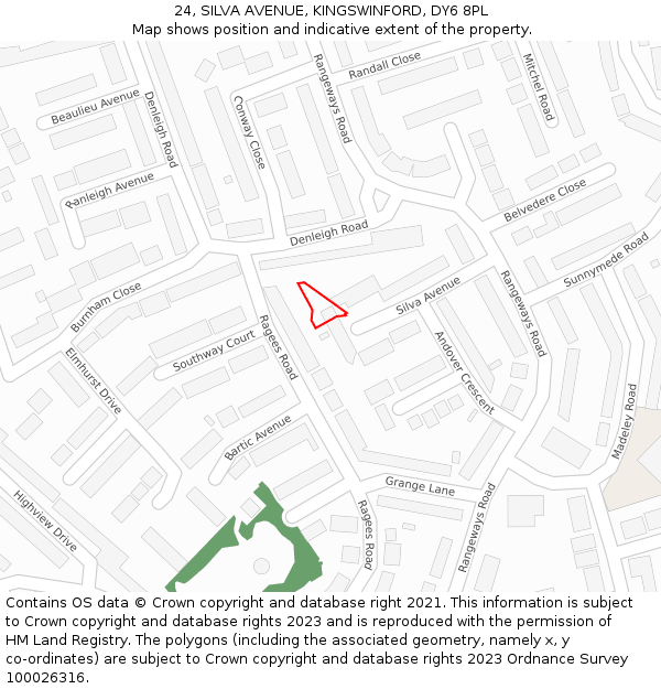 24, SILVA AVENUE, KINGSWINFORD, DY6 8PL: Location map and indicative extent of plot