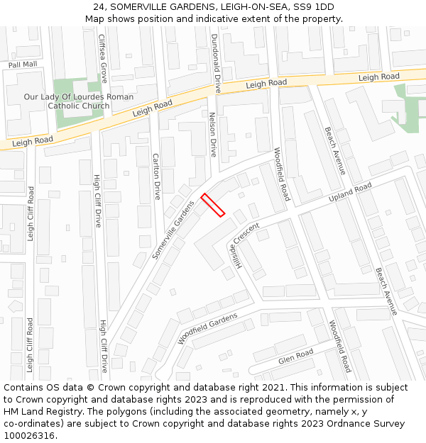 24, SOMERVILLE GARDENS, LEIGH-ON-SEA, SS9 1DD: Location map and indicative extent of plot