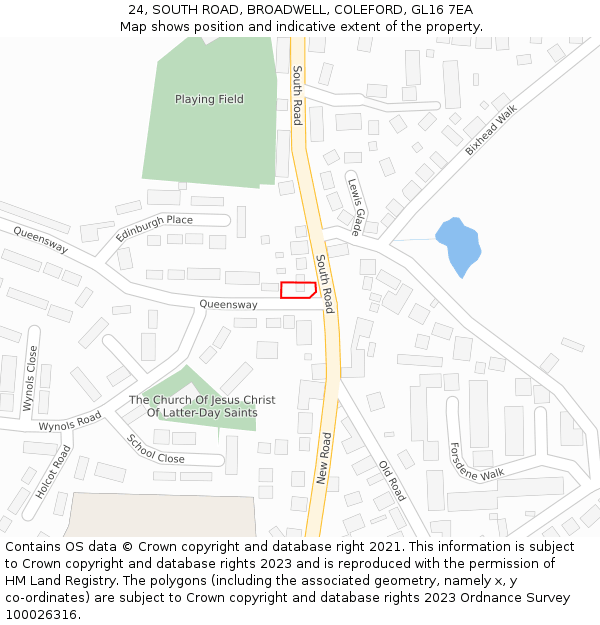 24, SOUTH ROAD, BROADWELL, COLEFORD, GL16 7EA: Location map and indicative extent of plot