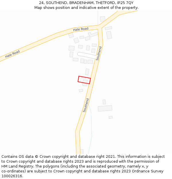 24, SOUTHEND, BRADENHAM, THETFORD, IP25 7QY: Location map and indicative extent of plot