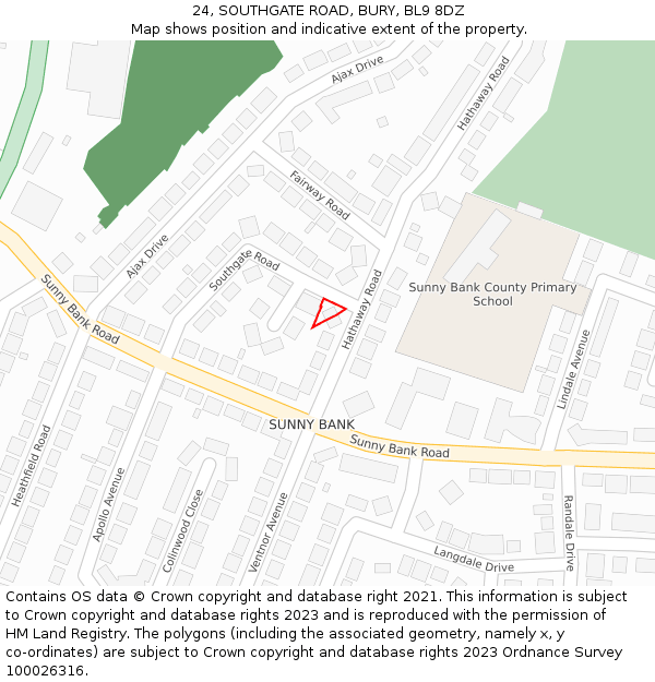 24, SOUTHGATE ROAD, BURY, BL9 8DZ: Location map and indicative extent of plot