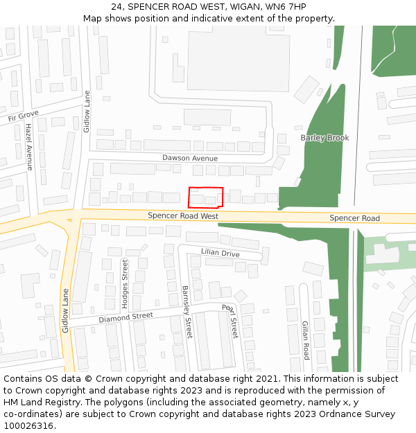 24, SPENCER ROAD WEST, WIGAN, WN6 7HP: Location map and indicative extent of plot