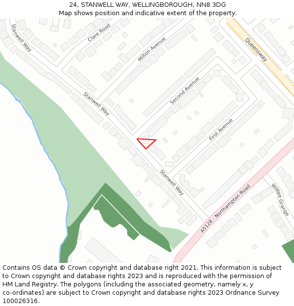 24, STANWELL WAY, WELLINGBOROUGH, NN8 3DG: Location map and indicative extent of plot