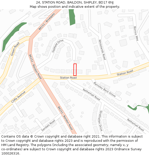 24, STATION ROAD, BAILDON, SHIPLEY, BD17 6NJ: Location map and indicative extent of plot