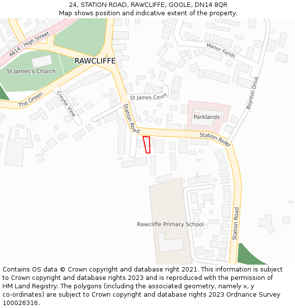 24, STATION ROAD, RAWCLIFFE, GOOLE, DN14 8QR: Location map and indicative extent of plot