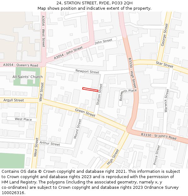 24, STATION STREET, RYDE, PO33 2QH: Location map and indicative extent of plot