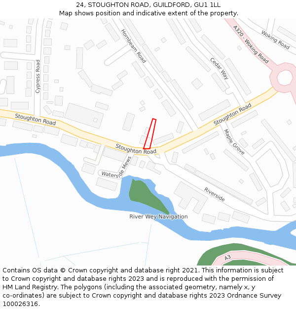 24, STOUGHTON ROAD, GUILDFORD, GU1 1LL: Location map and indicative extent of plot