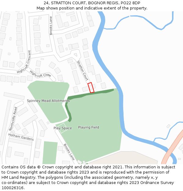 24, STRATTON COURT, BOGNOR REGIS, PO22 8DP: Location map and indicative extent of plot