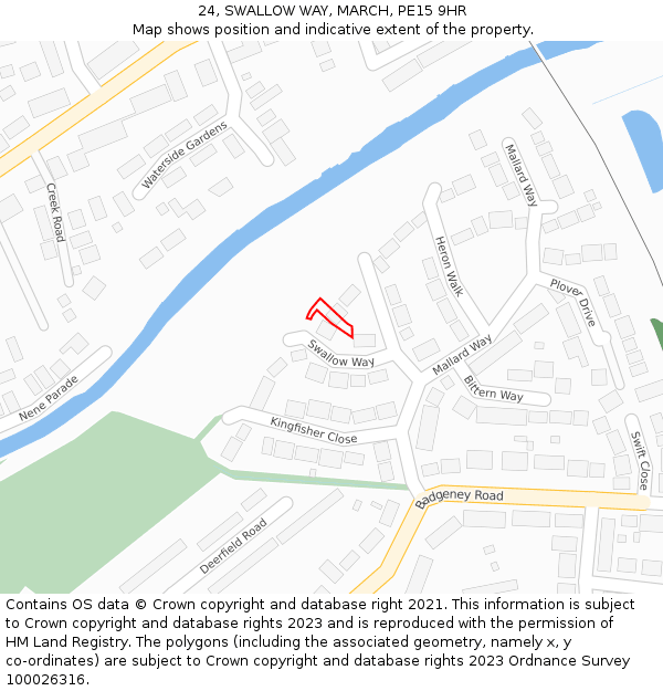 24, SWALLOW WAY, MARCH, PE15 9HR: Location map and indicative extent of plot