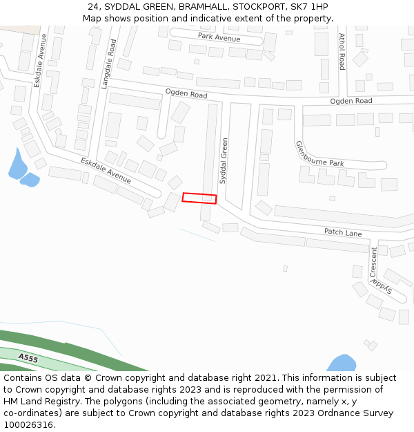 24, SYDDAL GREEN, BRAMHALL, STOCKPORT, SK7 1HP: Location map and indicative extent of plot