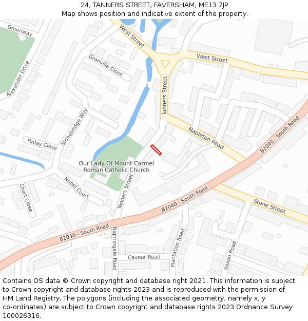 24, TANNERS STREET, FAVERSHAM, ME13 7JP: Location map and indicative extent of plot