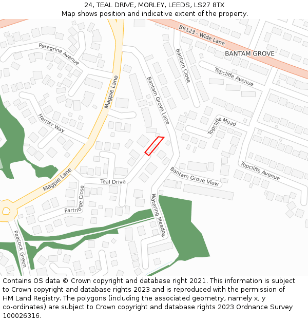 24, TEAL DRIVE, MORLEY, LEEDS, LS27 8TX: Location map and indicative extent of plot