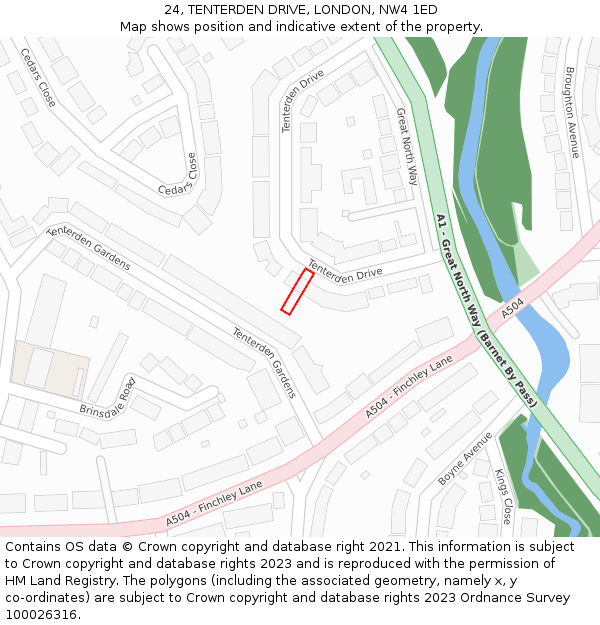 24, TENTERDEN DRIVE, LONDON, NW4 1ED: Location map and indicative extent of plot