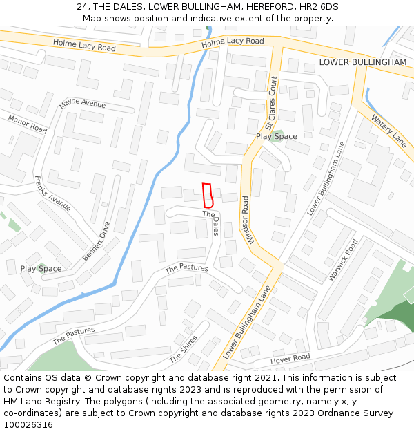 24, THE DALES, LOWER BULLINGHAM, HEREFORD, HR2 6DS: Location map and indicative extent of plot