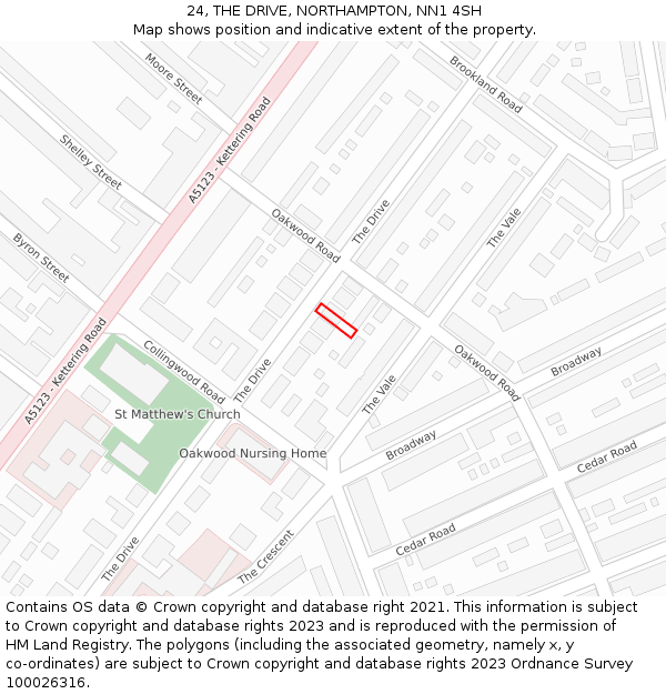 24, THE DRIVE, NORTHAMPTON, NN1 4SH: Location map and indicative extent of plot