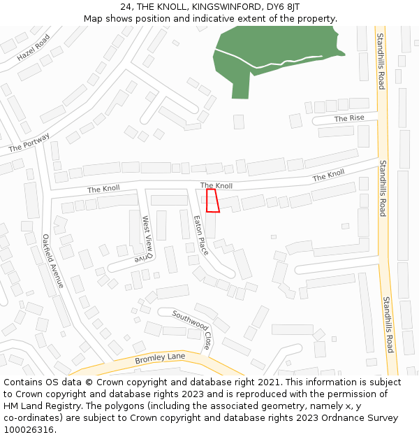 24, THE KNOLL, KINGSWINFORD, DY6 8JT: Location map and indicative extent of plot