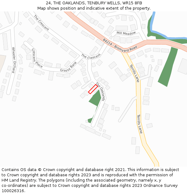 24, THE OAKLANDS, TENBURY WELLS, WR15 8FB: Location map and indicative extent of plot