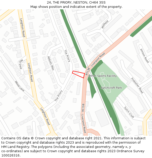 24, THE PRIORY, NESTON, CH64 3SS: Location map and indicative extent of plot